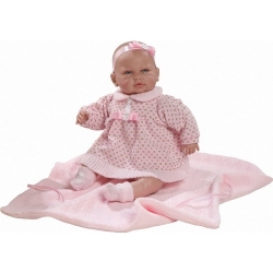 Panenka novorozenec - Sára růžové oblečení s dekou